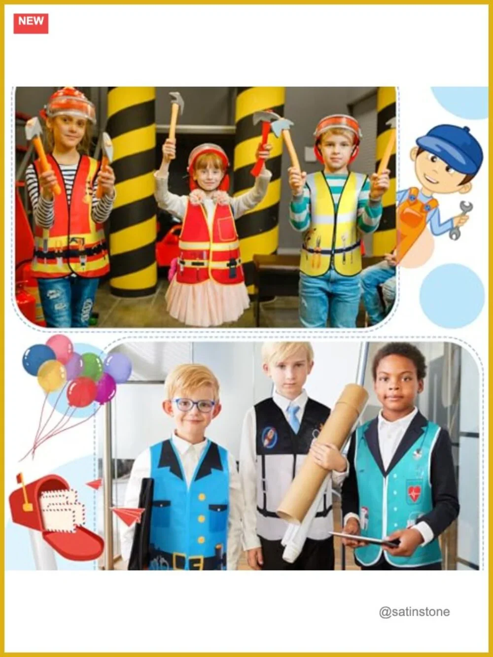 20 Pcs Kids Career Dress Up Costume Set Role Play Community Helper Pretend Play